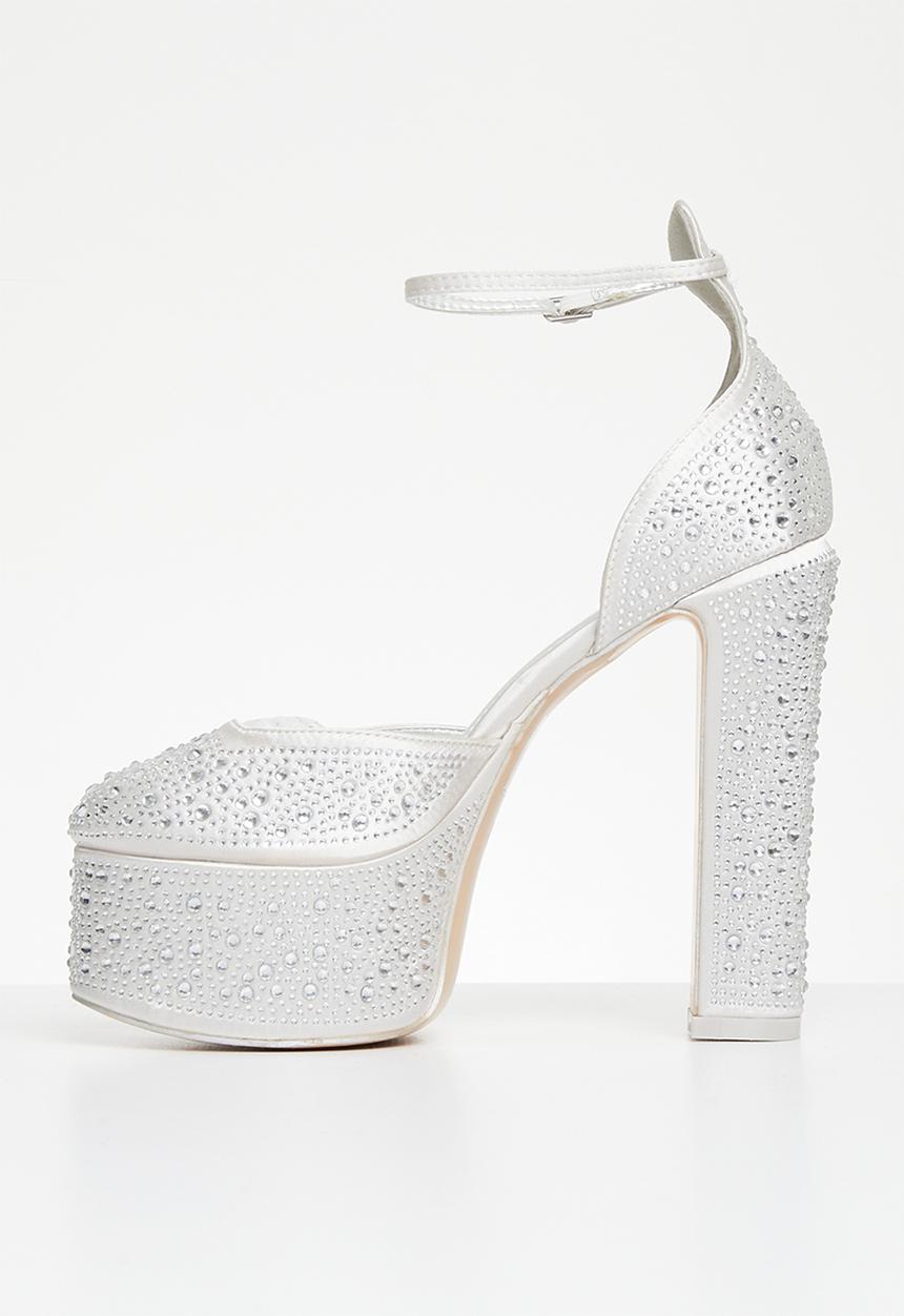 Public Desire - Effie closed toe platform block heel - silver