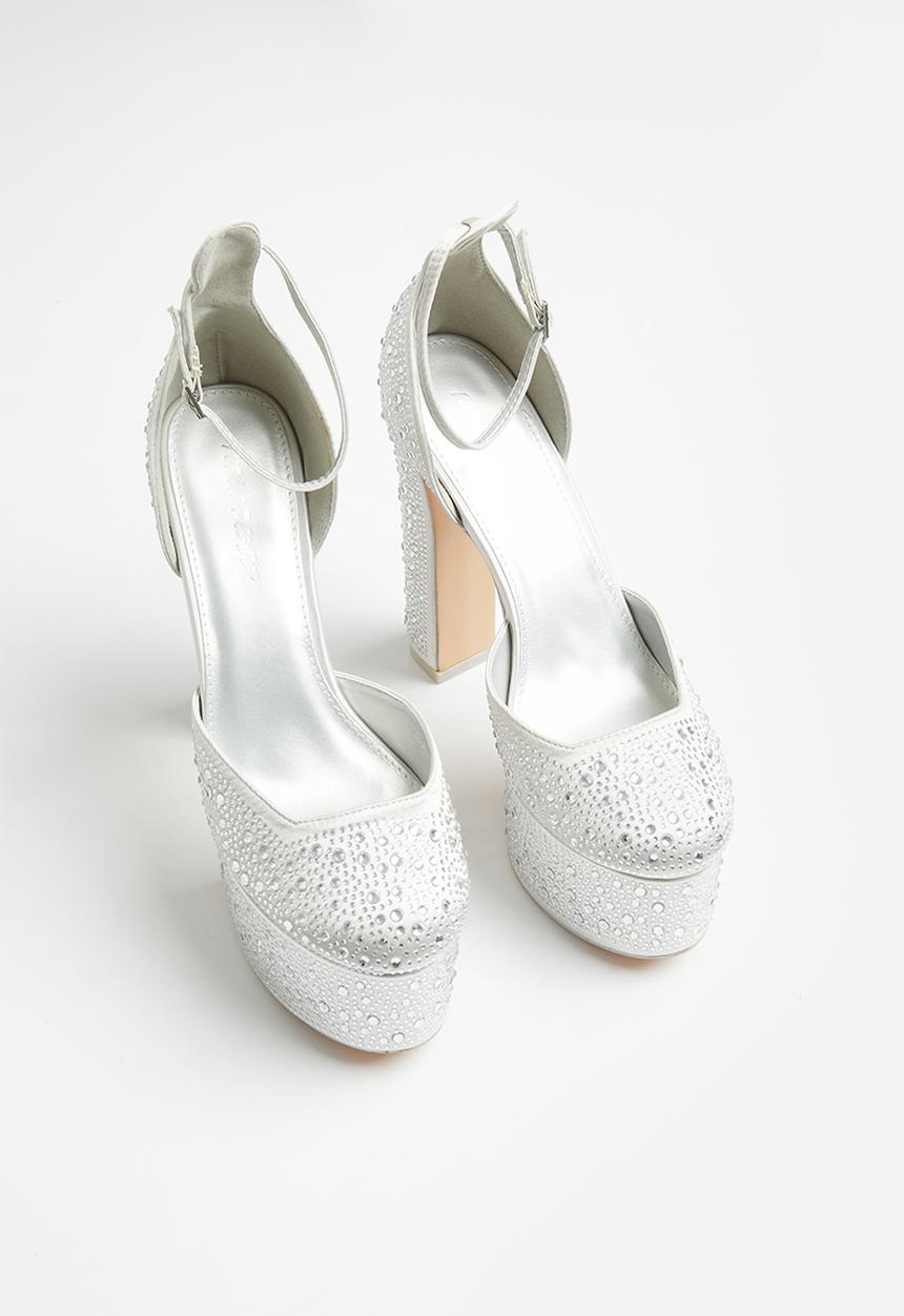 Public Desire - Effie closed toe platform block heel - silver