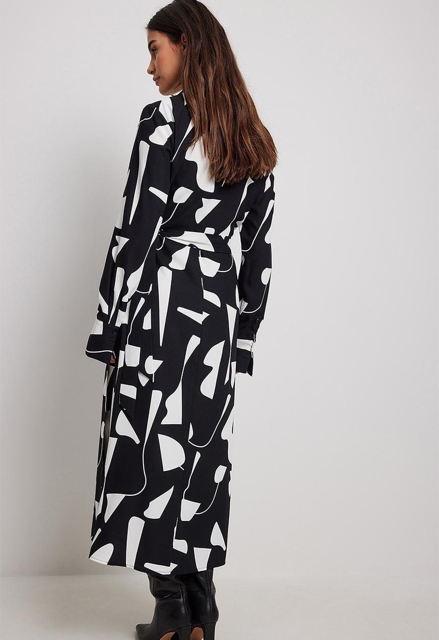NA-KD - Wrap midi dress - black & white