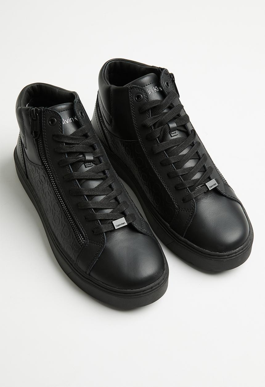 Calvin Klein - High top lace up w/zip mono - black