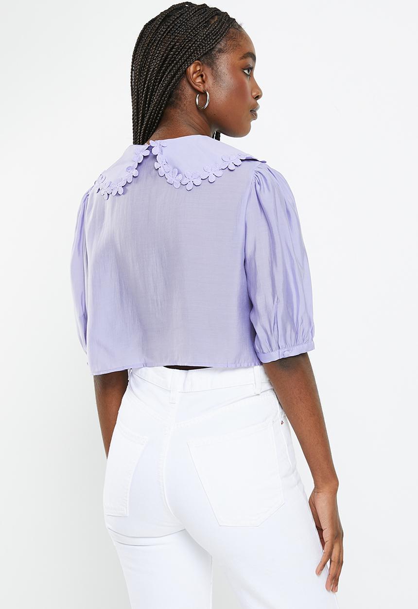 Glamorous - Flower collar blouse - lilac