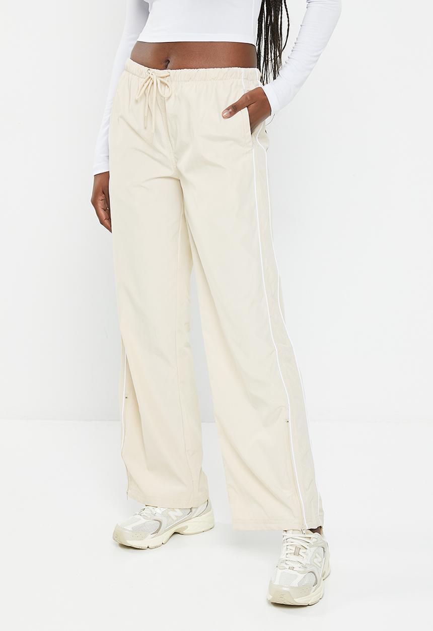 Factorie - Straight leg woven trackpant - light stone/white