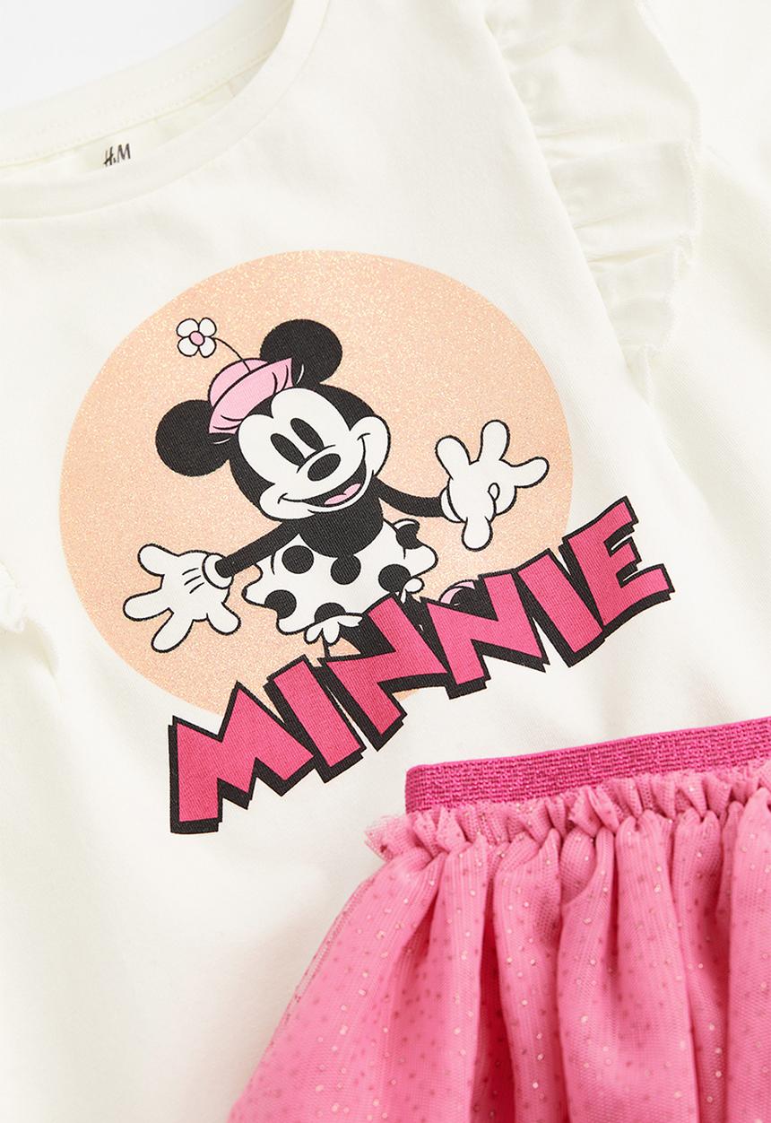H&M - 2-piece printed set - white/minnie mouse