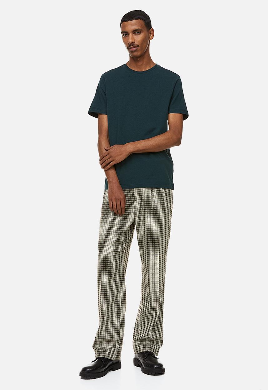 H&M - Slim fit round-necked t-shirt - forest green