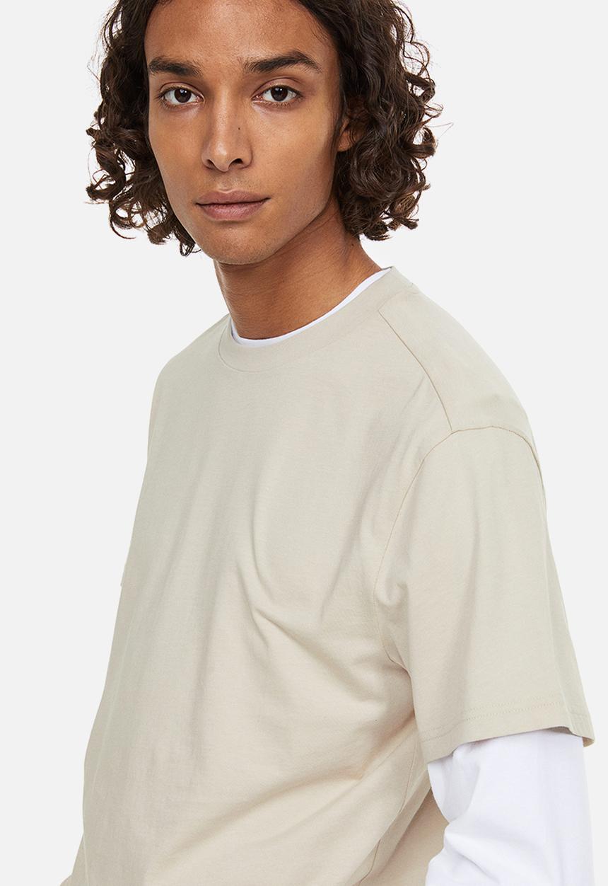 H&M - Regular fit round-neck t-shirt- light beige