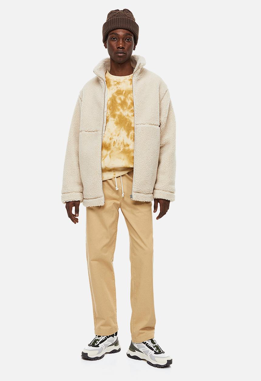 H&M - Regular fit cotton twill pull-on trousers - beige