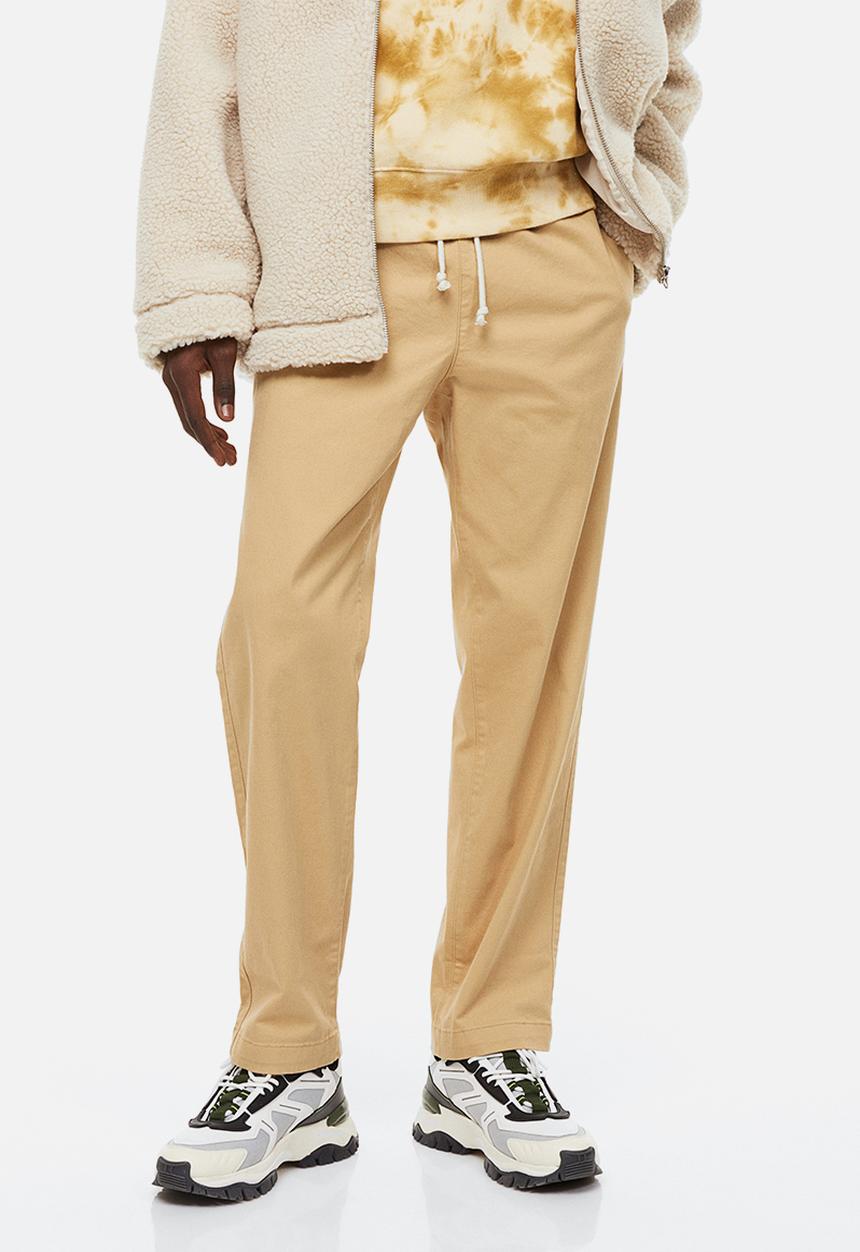 H&M - Regular fit cotton twill pull-on trousers - beige