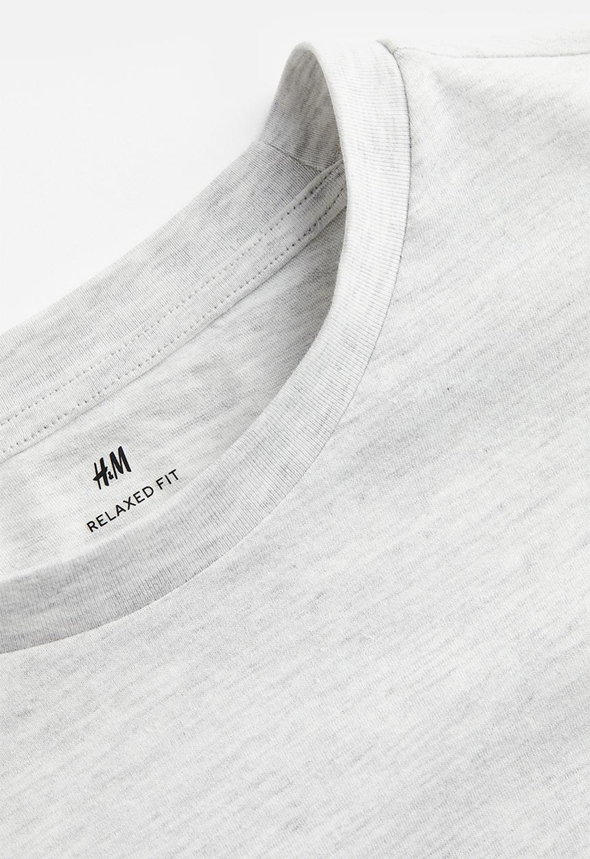 H&M - Relaxed fit t-shirt - light grey marl