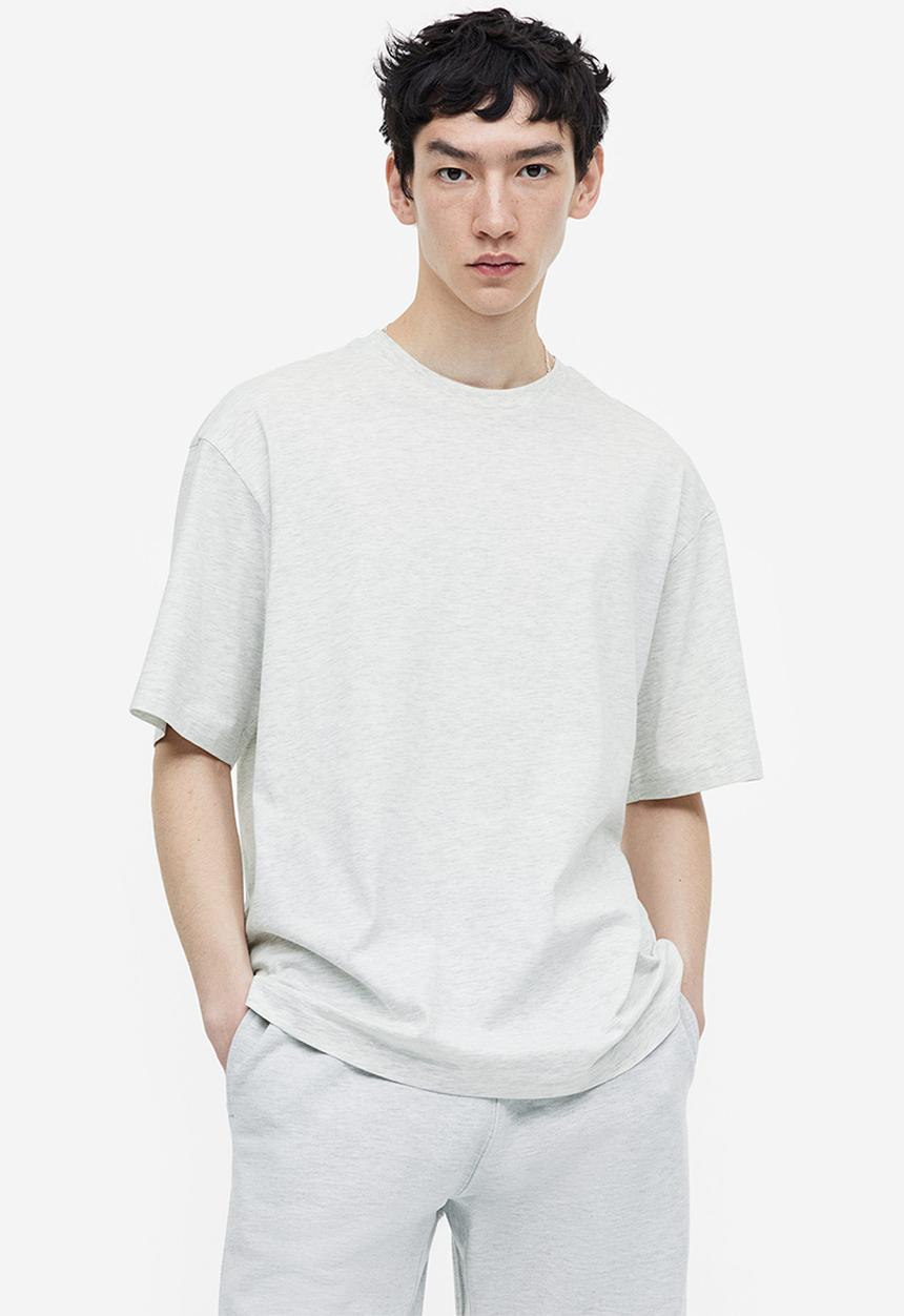 H&M - Relaxed fit t-shirt - light grey marl