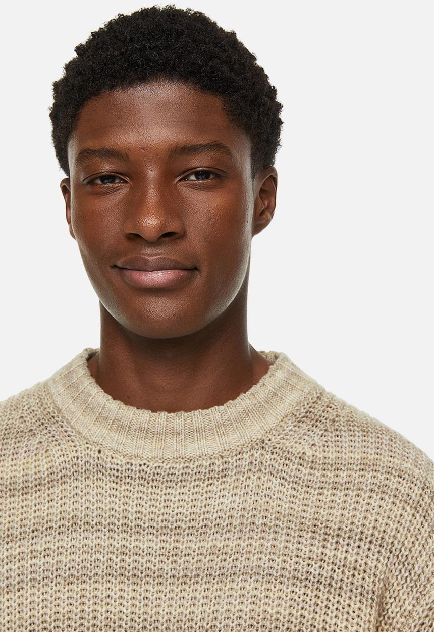 H&M - Relaxed fit rib-knit jumper - beige/striped