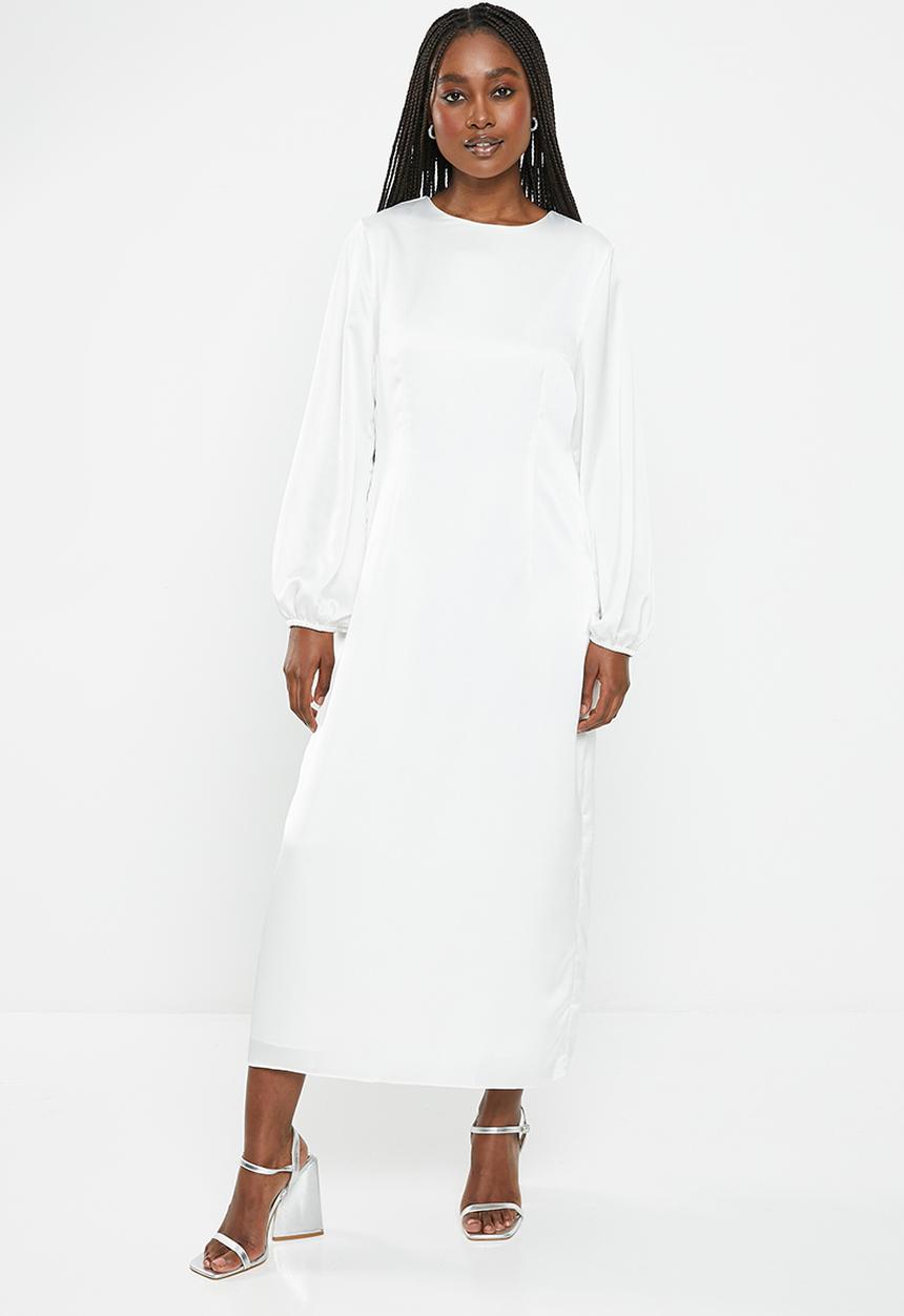 Glamorous - Lantern sleeve midi dress - white