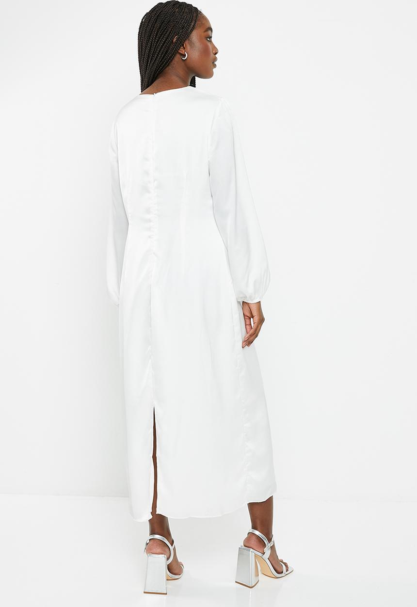 Glamorous - Lantern sleeve midi dress - white