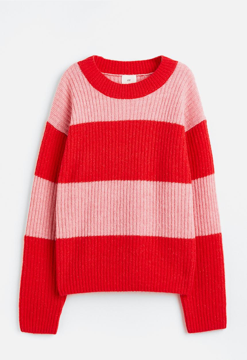 H&M - Rib-knit jumper - red/striped