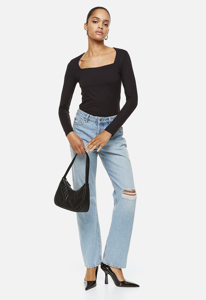 H&M - Long-sleeved jersey top - black