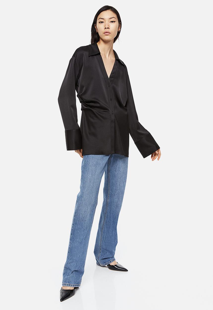 H&M - Draped blouse - black