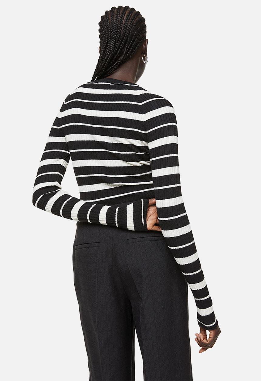 H&M - Rib-knit top - black/striped
