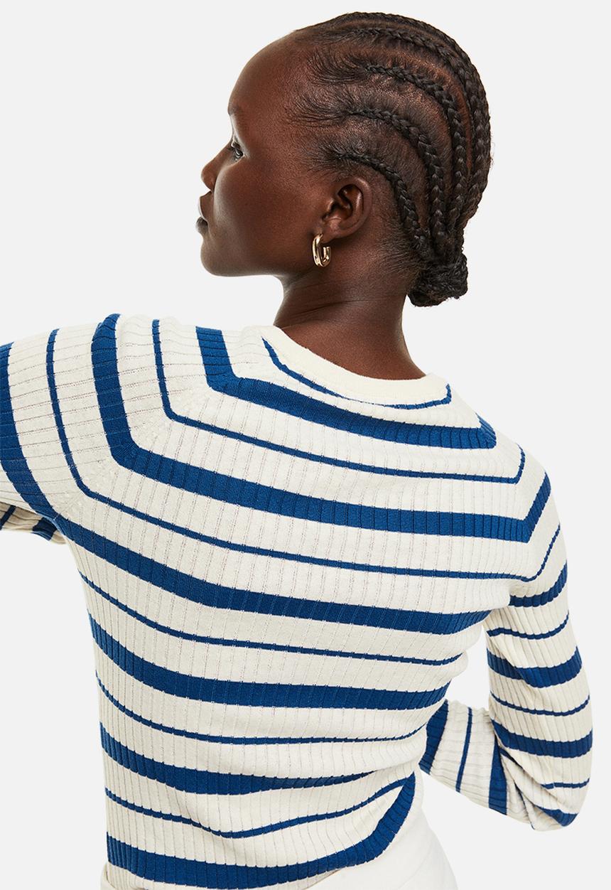 H&M - Rib-knit top - cream/striped