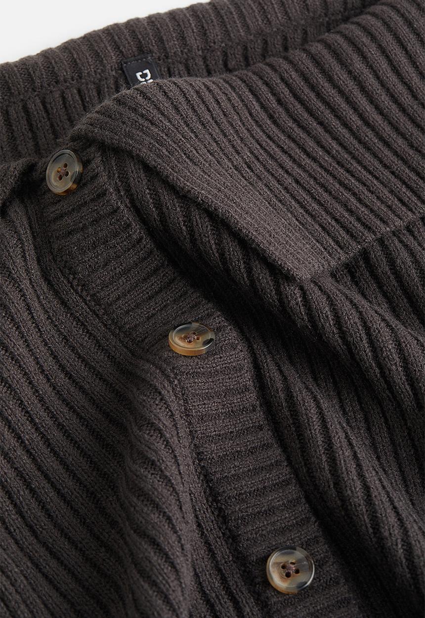 H&M - Button-front rib-knit skirt - dark grey