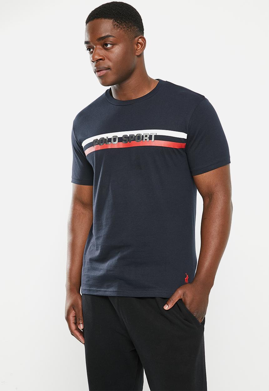 POLO - Men sport stripe print short sleeve tee - navy 