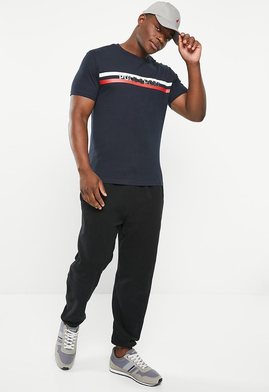 POLO - Men sport stripe print short sleeve tee - navy 