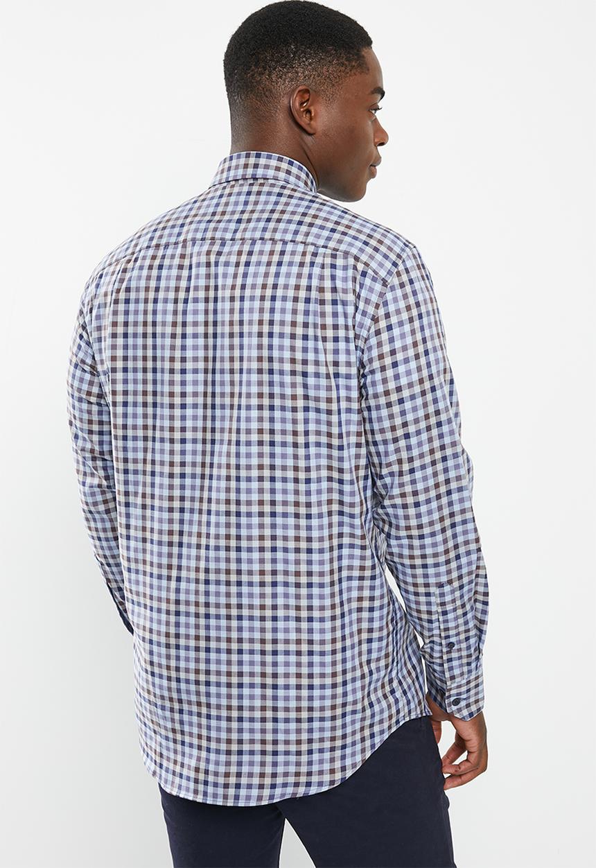 POLO - Mens multi gingham long sleeve shirt - multi 