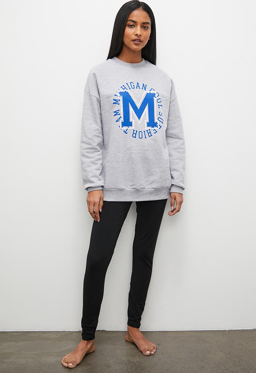 Superbalist - Fleece crew & legging set - grey mel & black