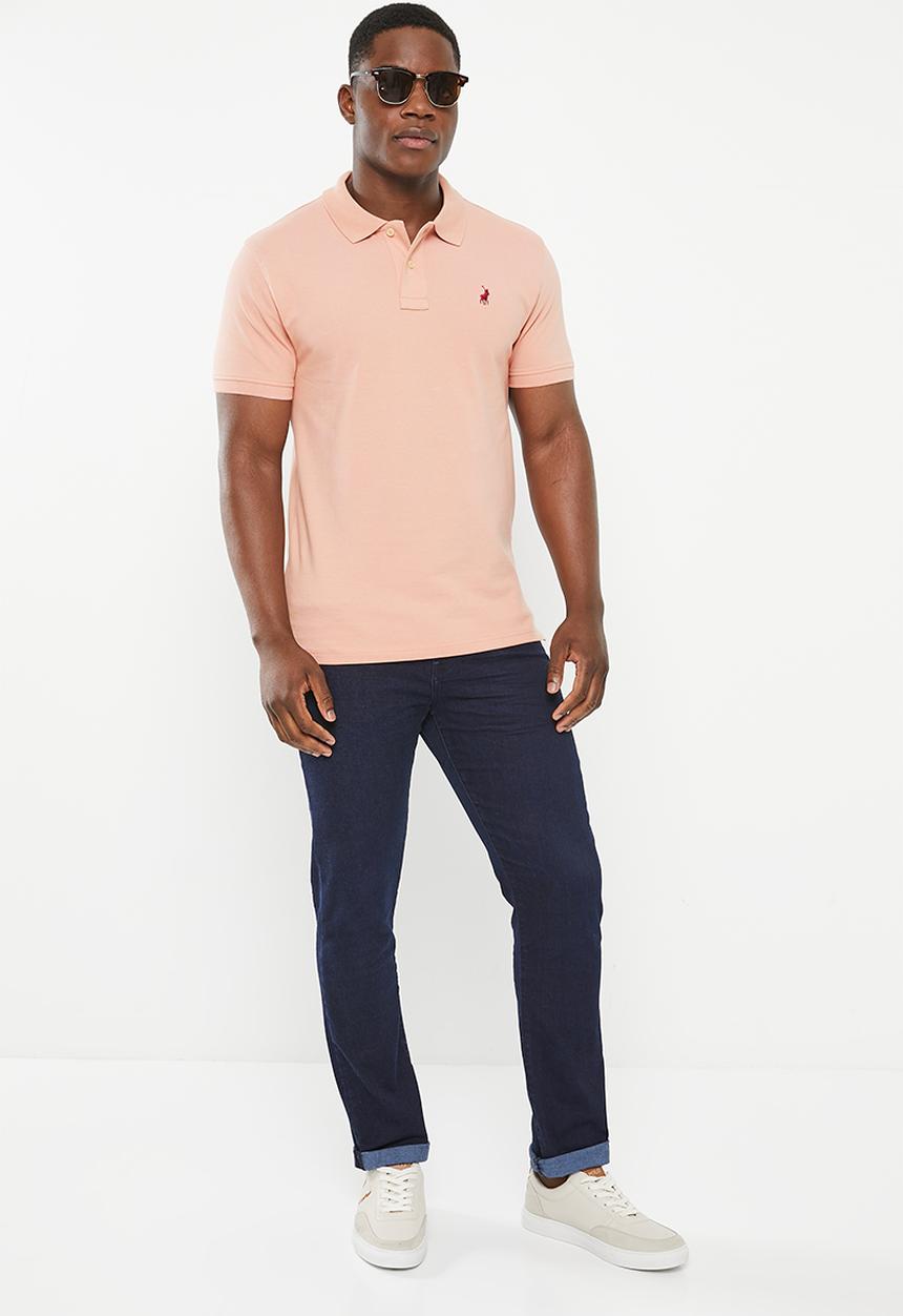 POLO - Mens pique short sleeve golfer - pink
