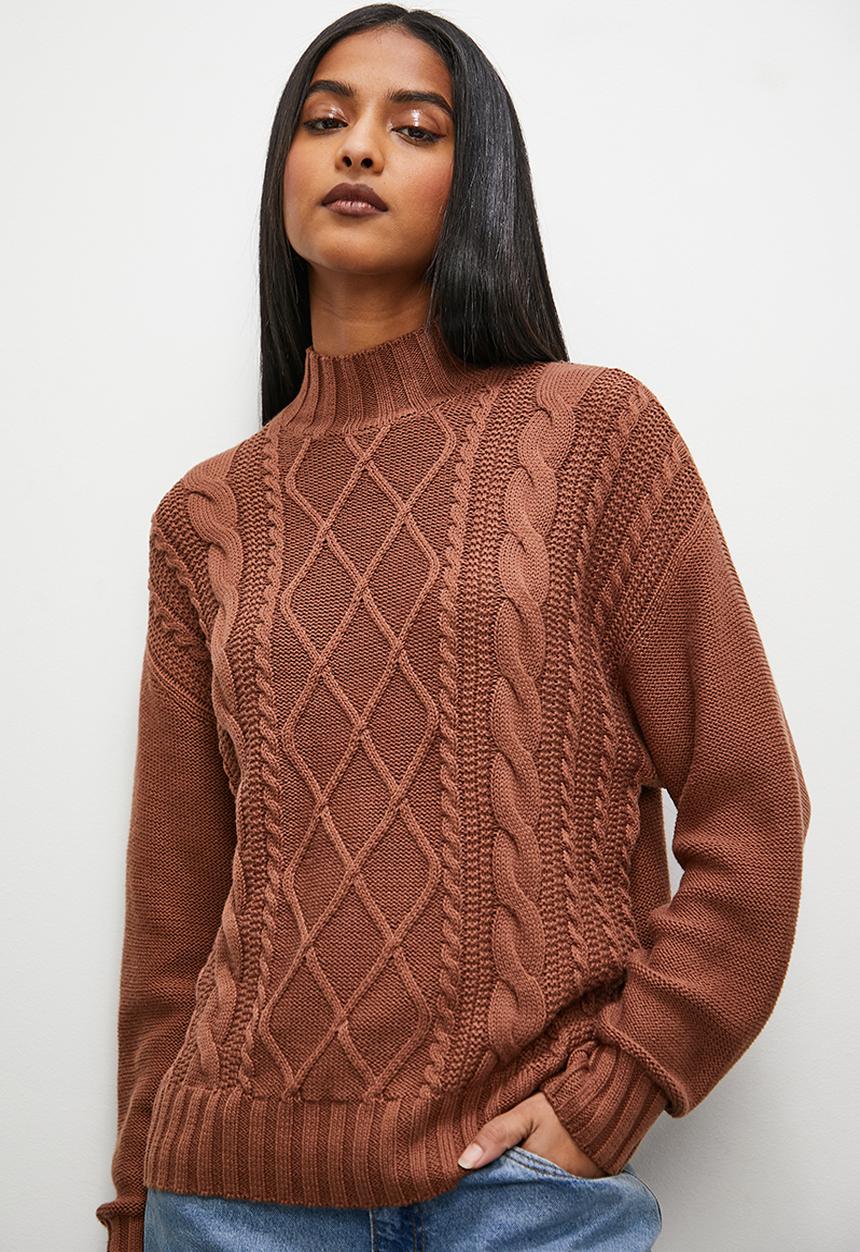 Superbalist - Cable funnel neck - tan