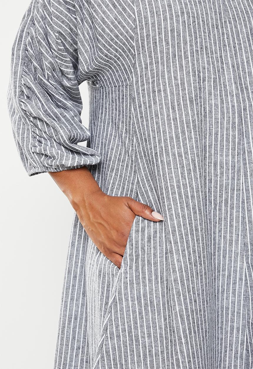 AMANDA LAIRD CHERRY - Plus lydiana dress - white/black woven stripe