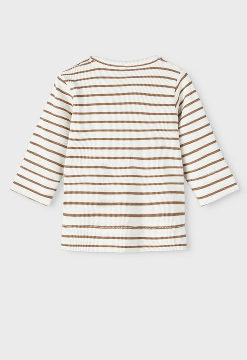 Name It - Skylar long sleeve slim top - white & brown
