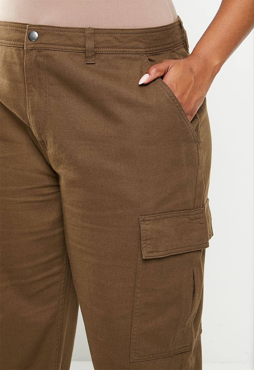 Cotton On - Plus bobbie cargo pant - brown