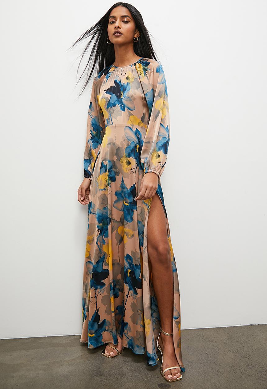 Superbalist - Satin balloon sleeve maxi dress - floral print 2