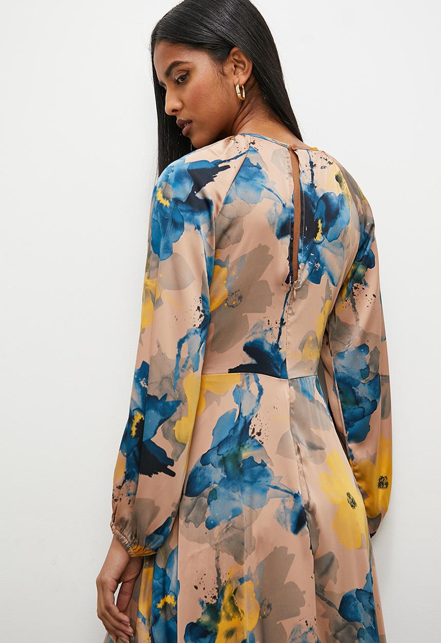 Superbalist - Satin balloon sleeve maxi dress - floral print 2
