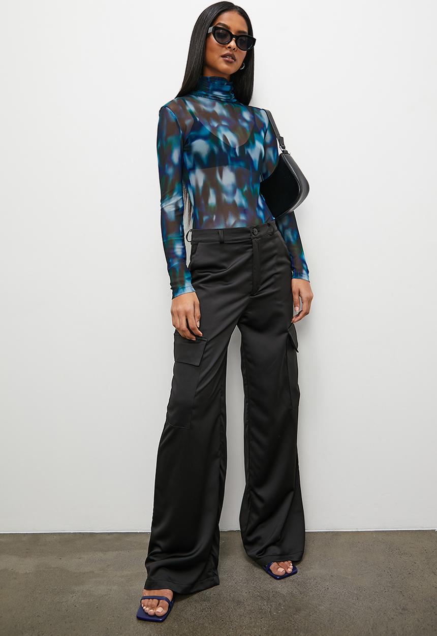 Superbalist - Funnel neck mesh top - zerba watercolour