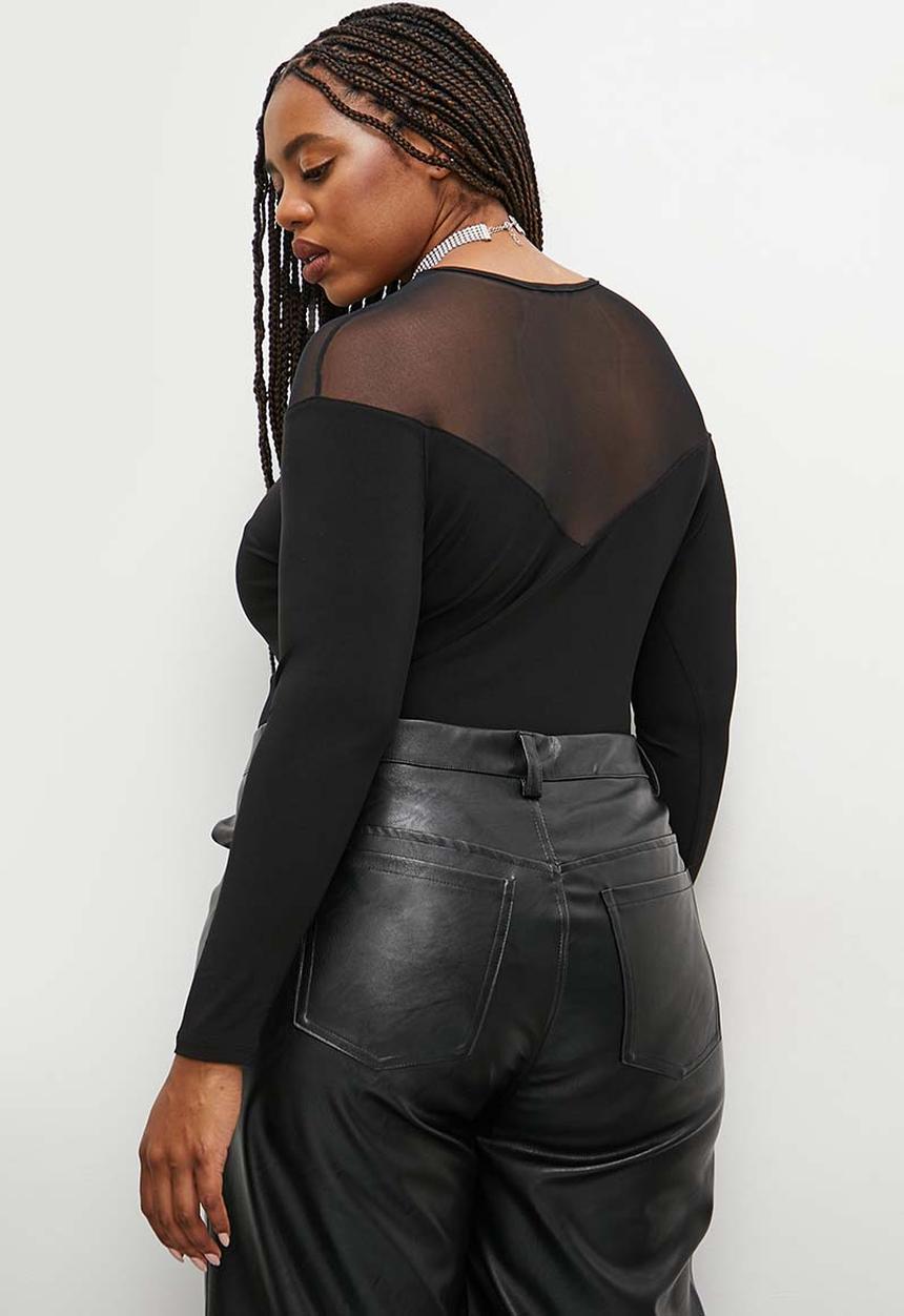 Superbalist - Sheer inset bodysuit - black