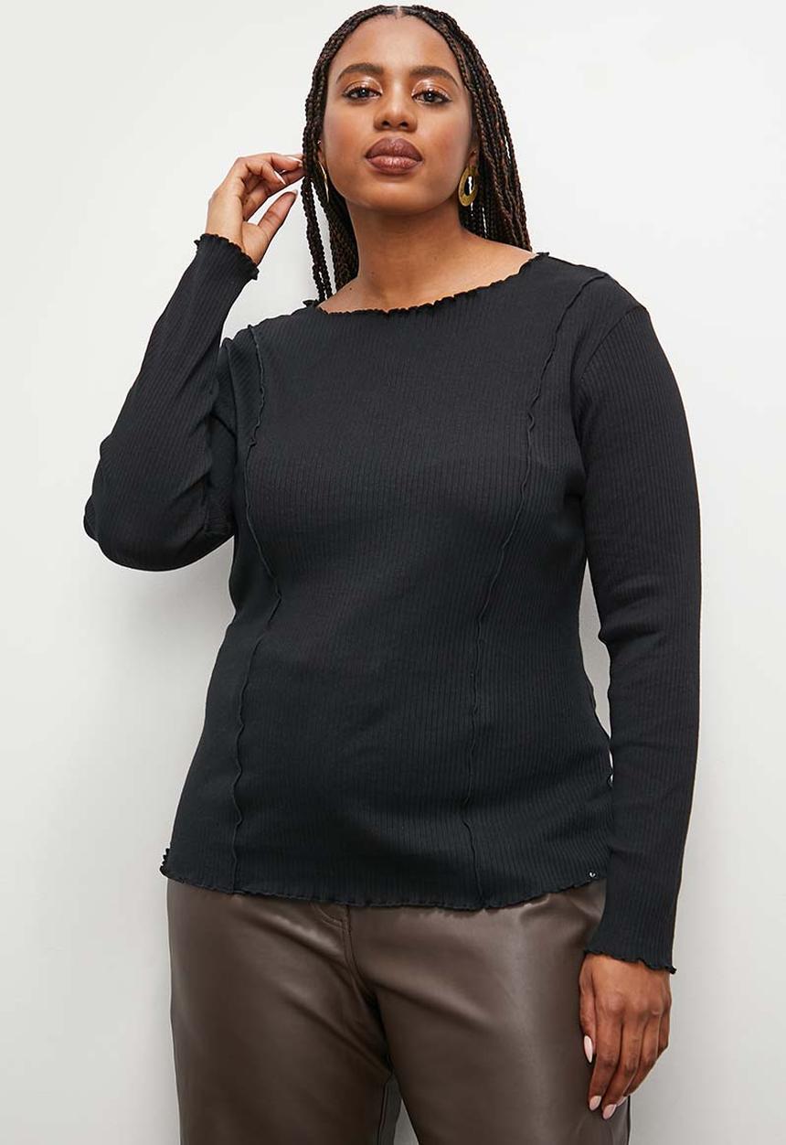 Superbalist - Stripe seam detail tee - black