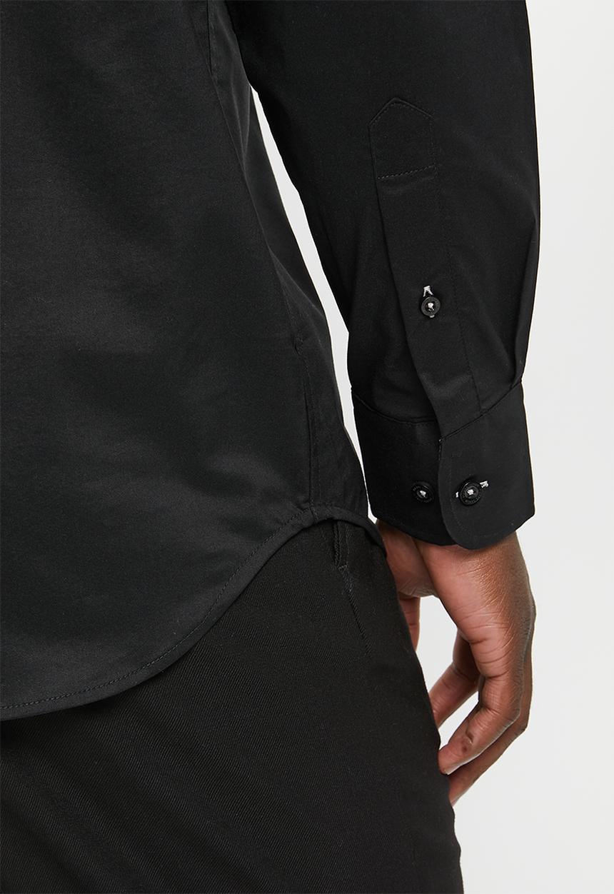 Pierre Cardin - Plain stretch classic collar formal shirt - black