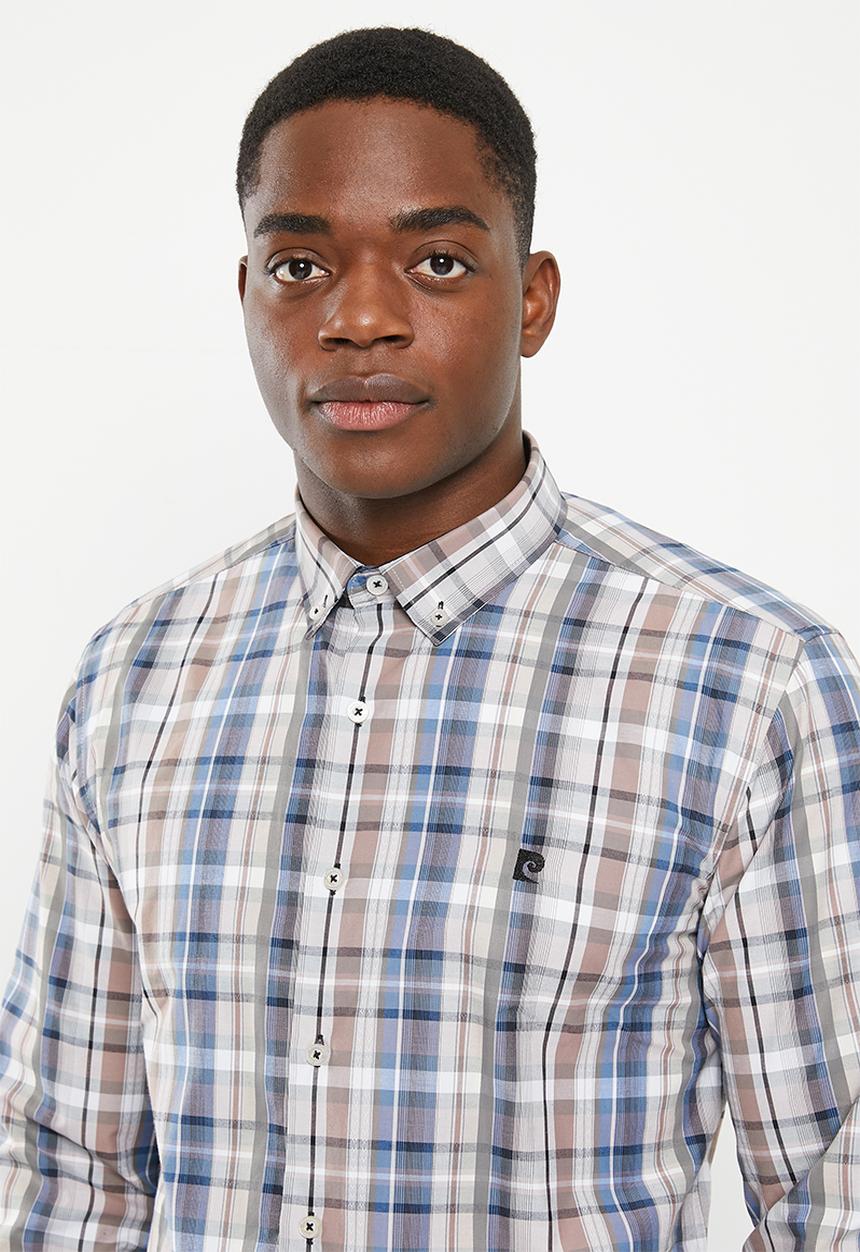 Pierre Cardin - Pc55 checked formal shirt - taupe