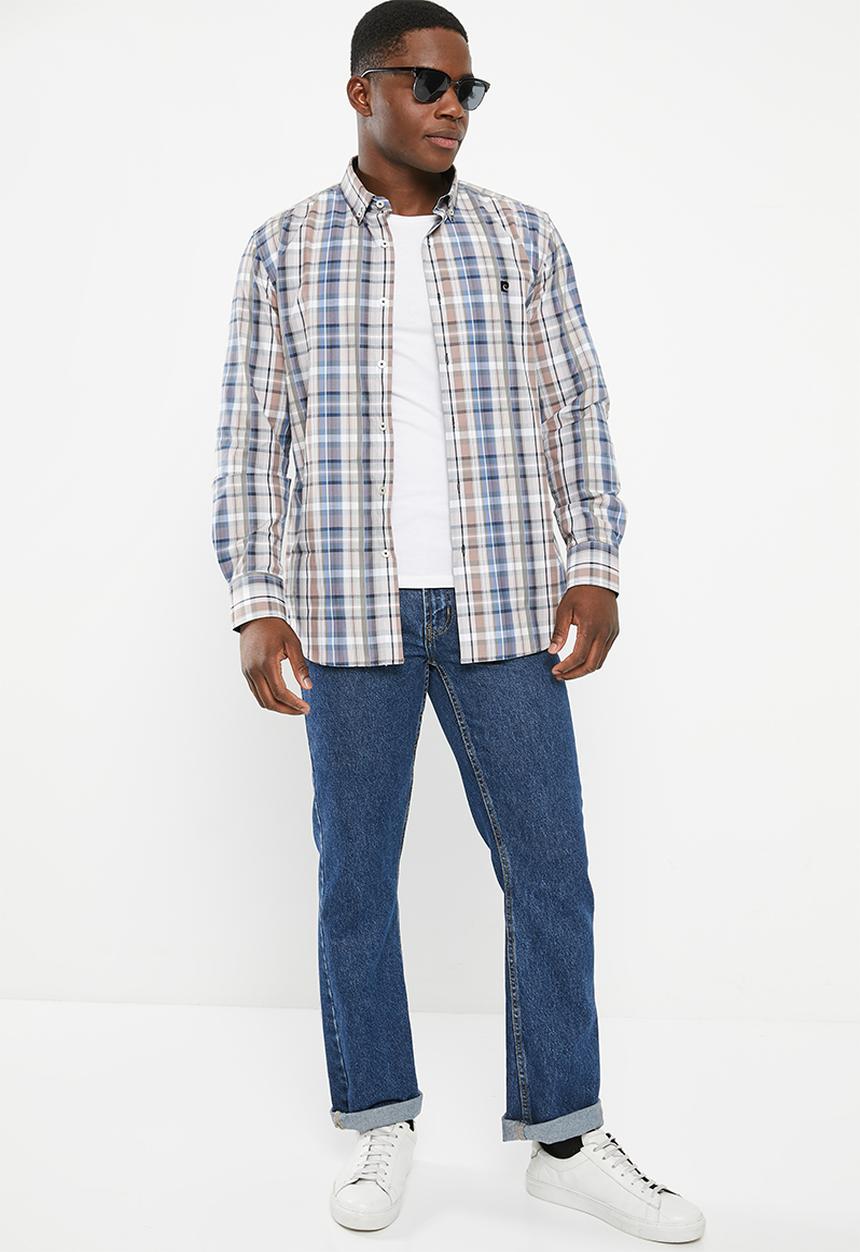 Pierre Cardin - Pc55 checked formal shirt - taupe