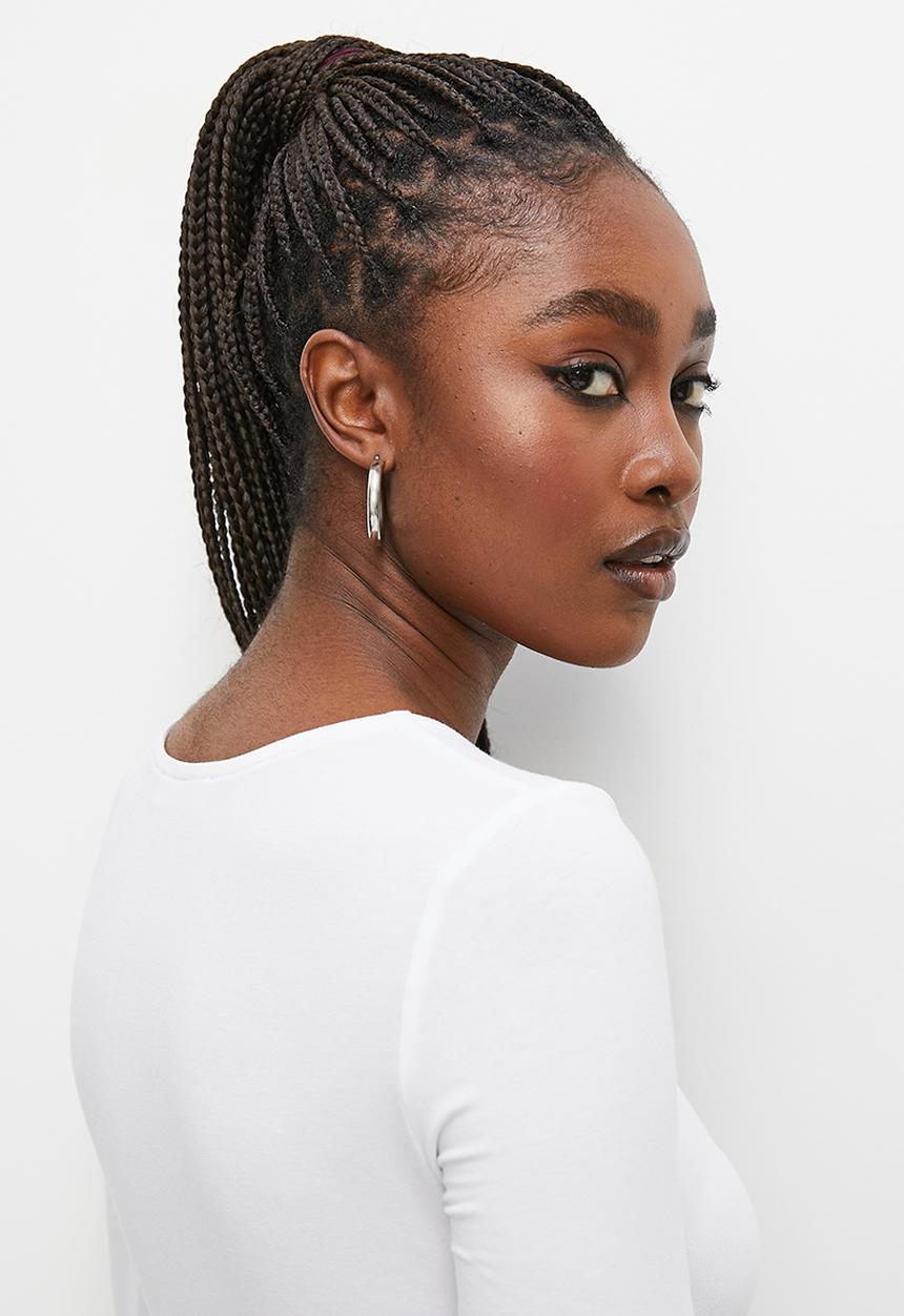 Blake - Scoop front tie tee - white