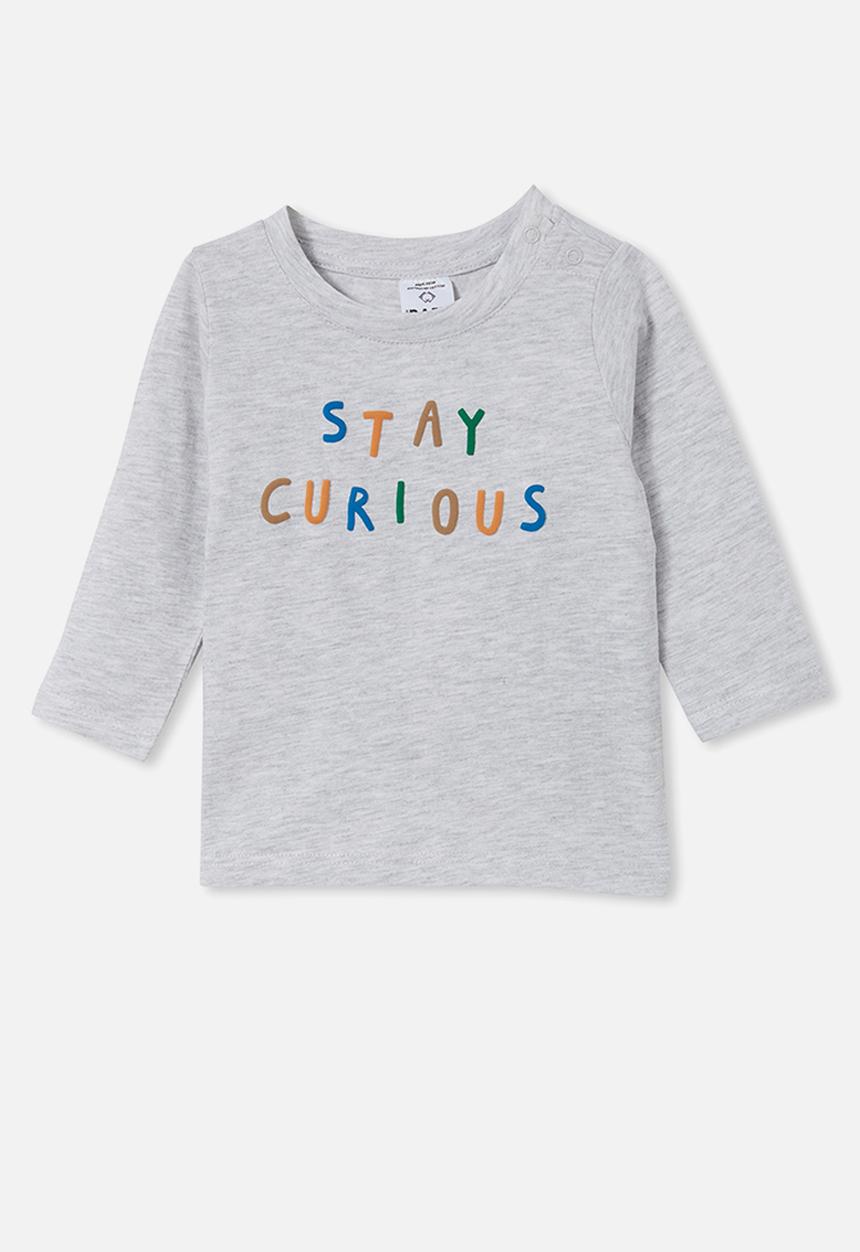 Cotton On - Jamie long sleeve tee - cloud marle/stay curious