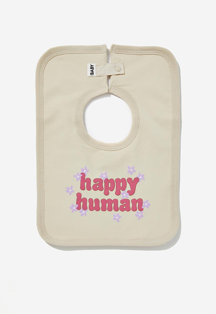 Cotton On - The square bib - rainy day/happy human