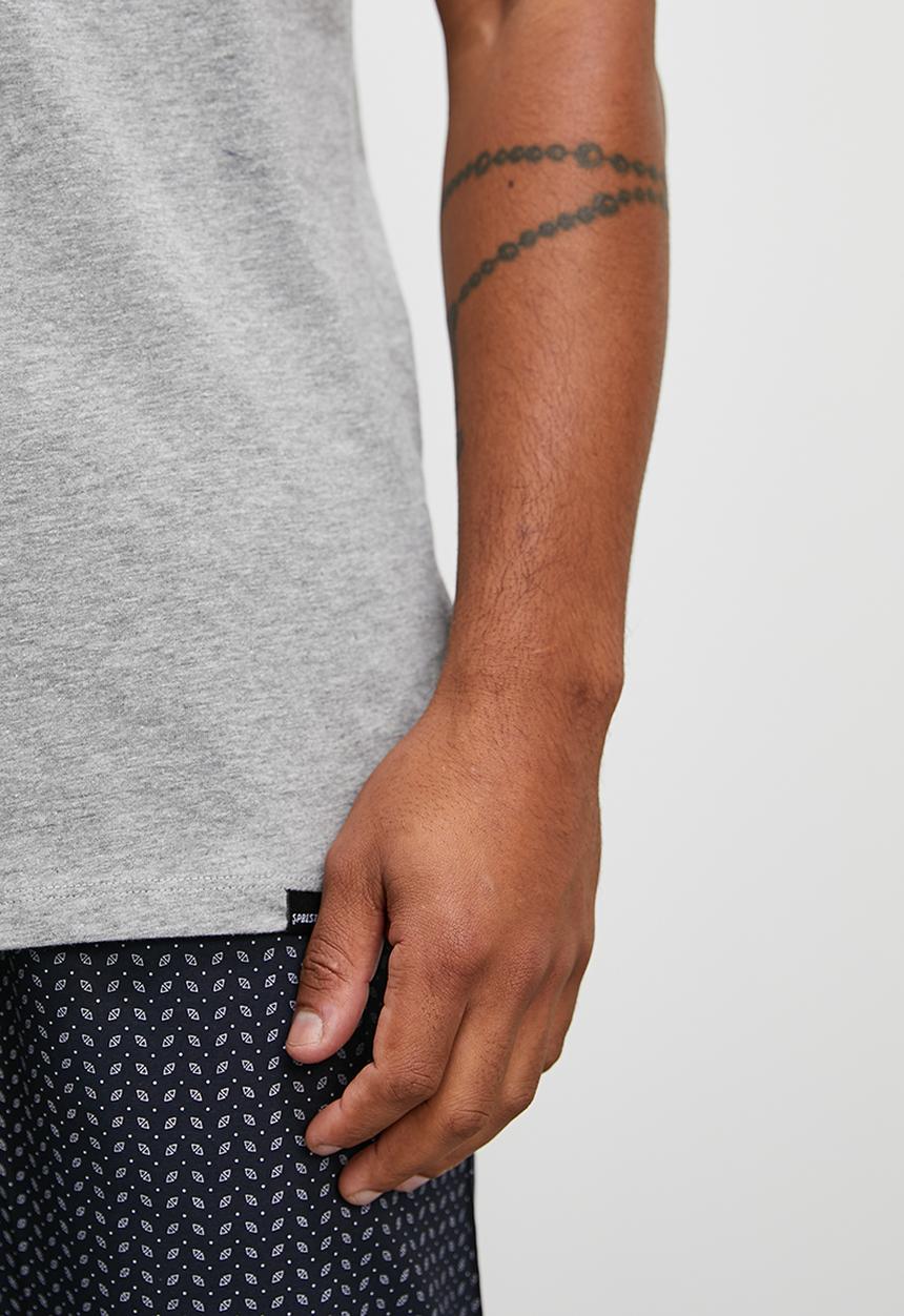 Superbalist - Henley tee & stripe woven sleep pant set - grey melange & black