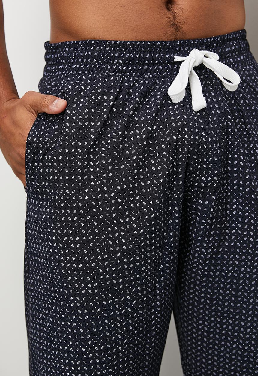 Superbalist - Henley tee & stripe woven sleep pant set - grey melange & black