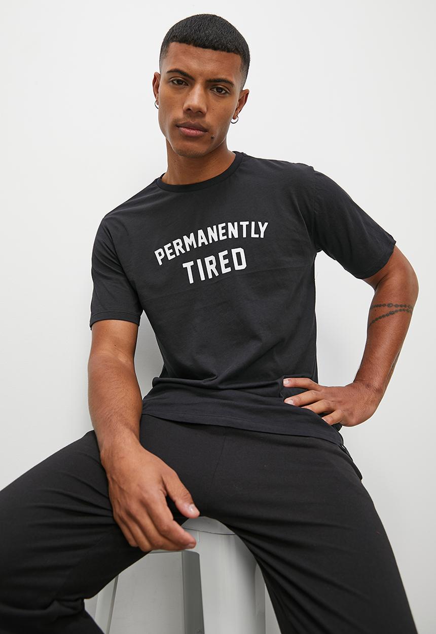 Superbalist - Graphic print short sleeve sleep tee - black2