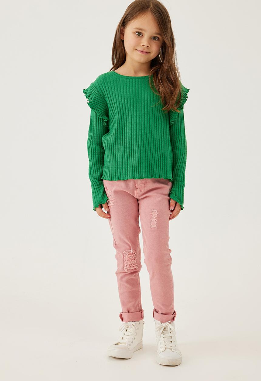 Cotton On - Isla long sleeve ruffle top - pickles