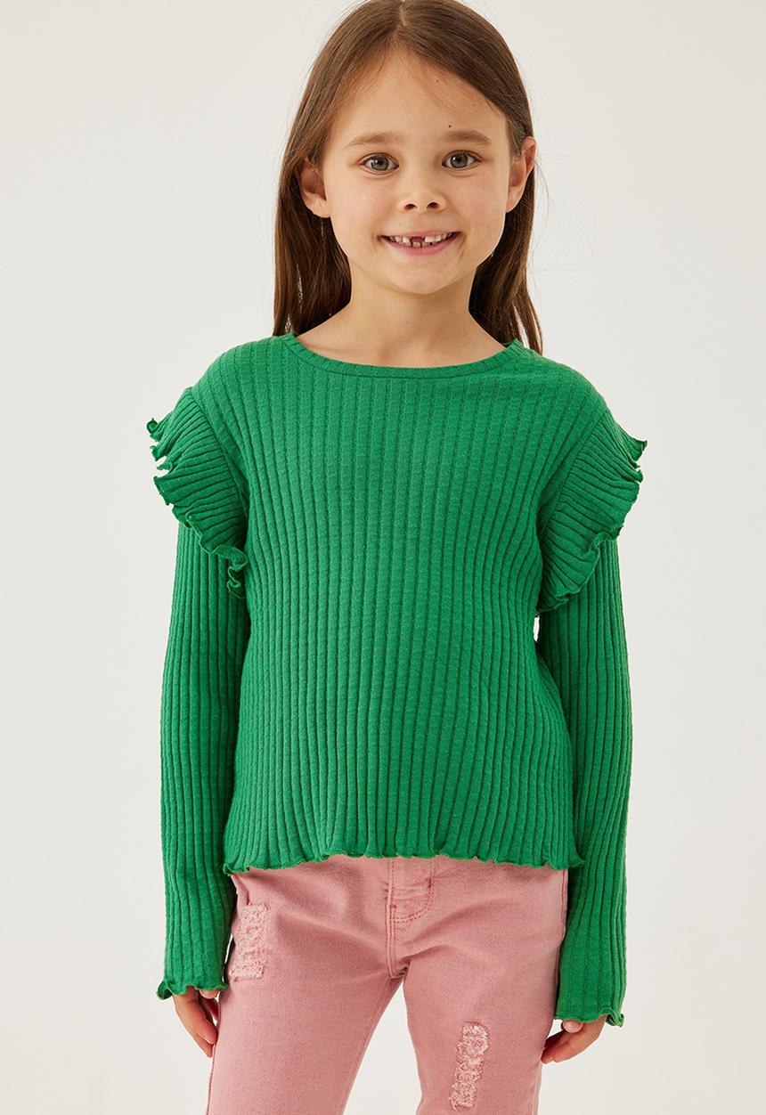 Cotton On - Isla long sleeve ruffle top - pickles