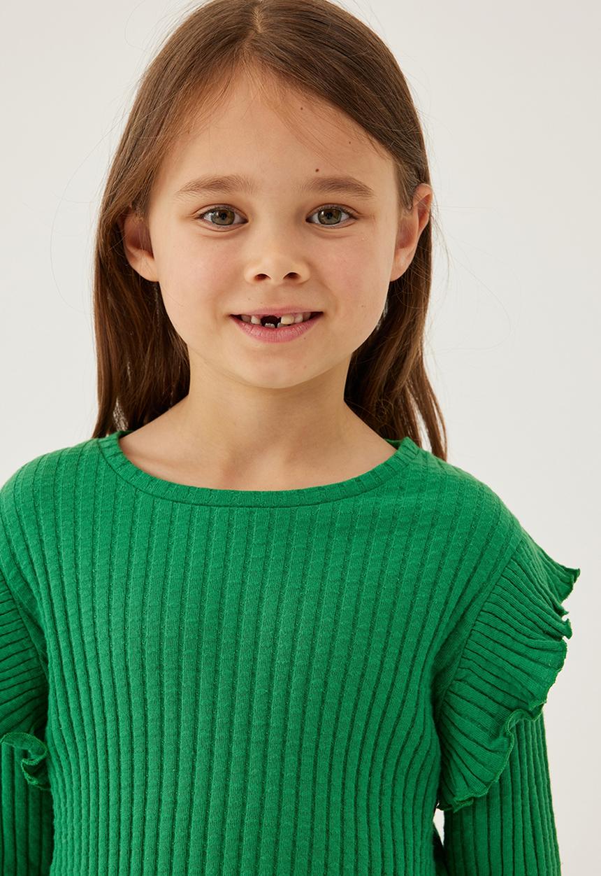 Cotton On - Isla long sleeve ruffle top - pickles