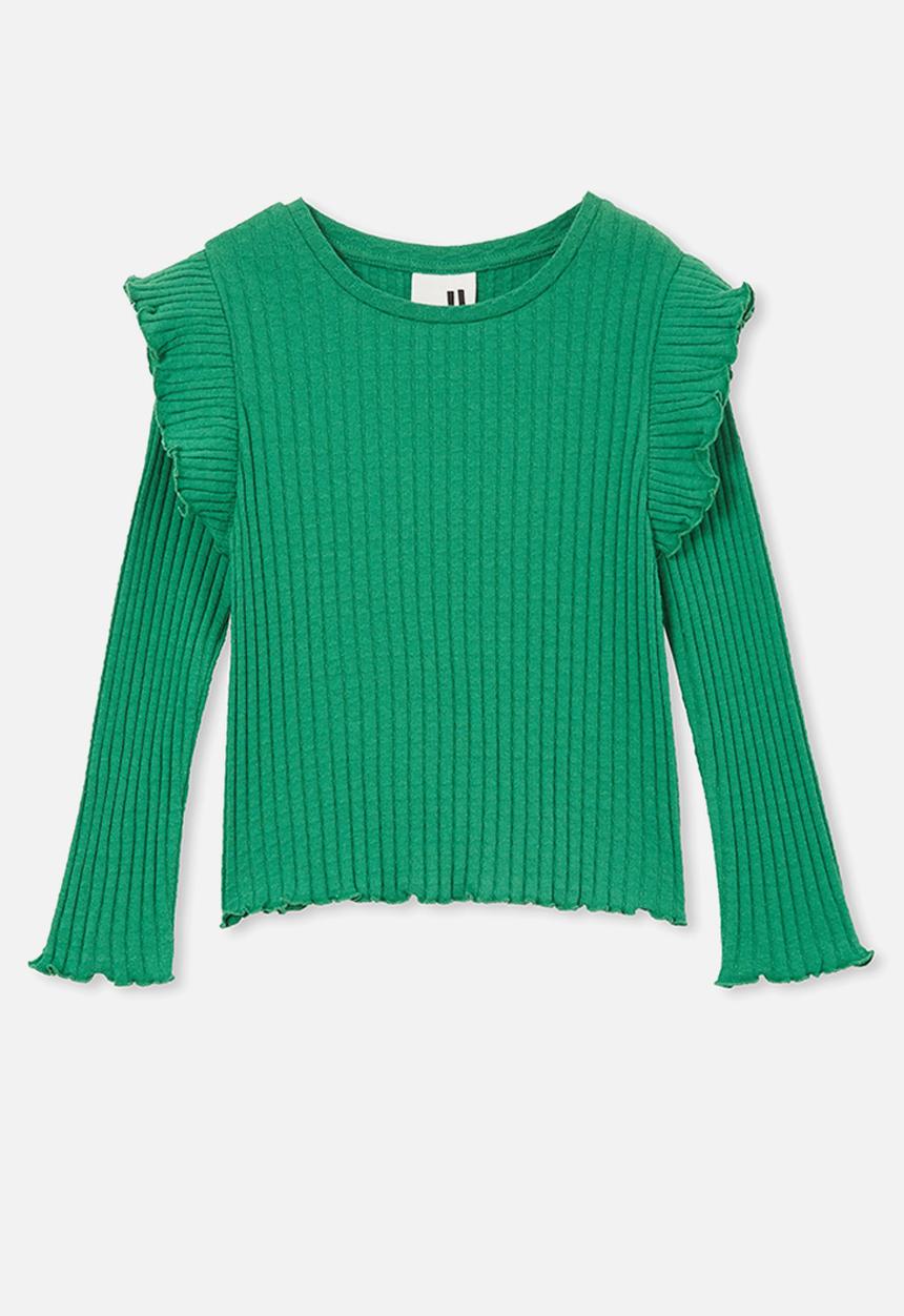 Cotton On - Isla long sleeve ruffle top - pickles