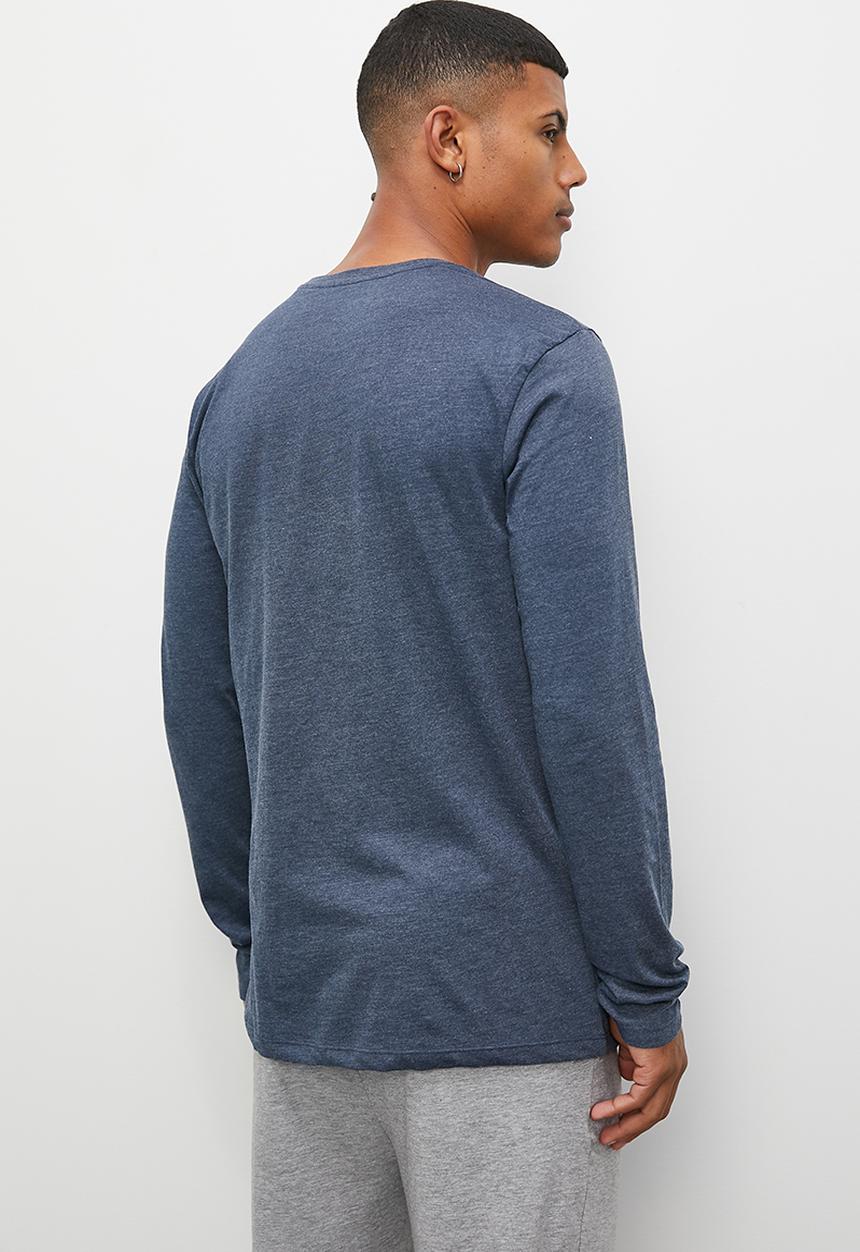 Superbalist - Graphic print long sleeve sleep tee - blue melange